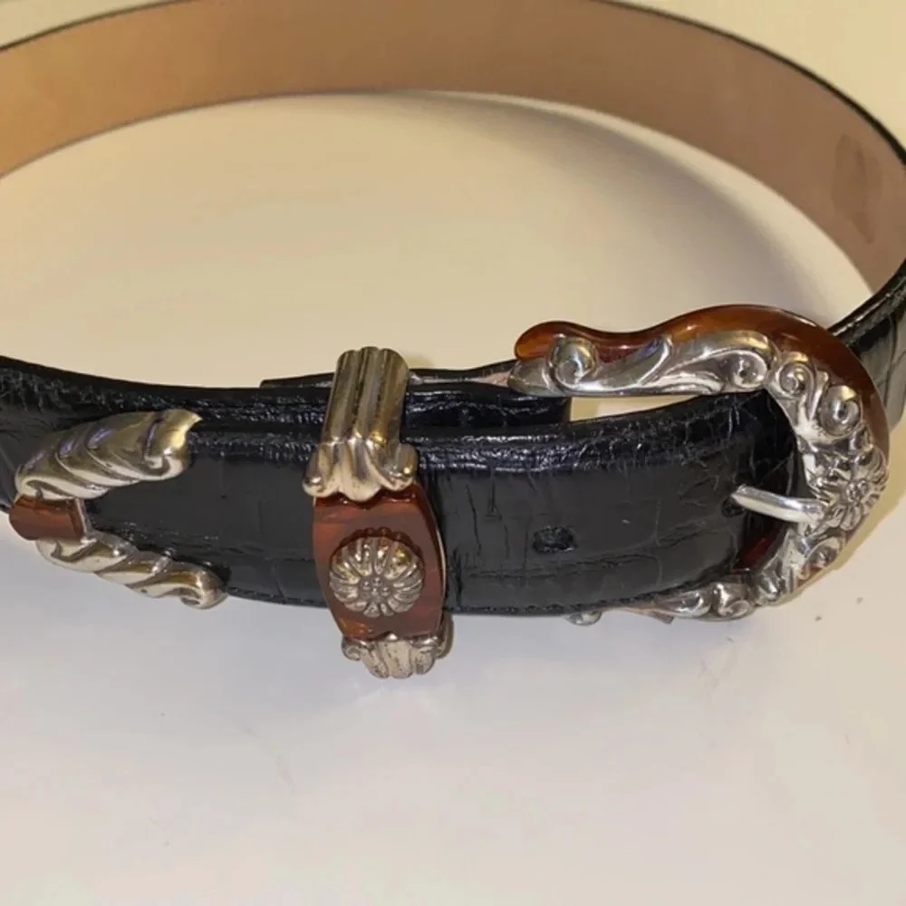 Brighton Leather‎ Belt 90s Vintage Y2K, Black